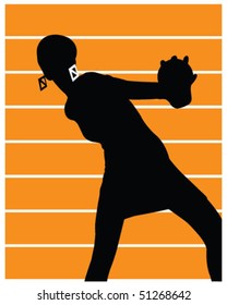 60s Retro Dancing Silhouette Women Earrings Orange Black Vector Illustration 