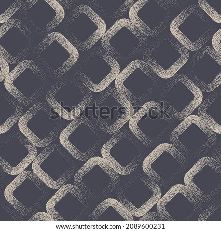 60s Retro Seamless Pattern Rounded Outline Rhombus Stippled Abstract Vector Background. Aesthetic Geometric Structure Dotted Subtle Texture Repetitive Wallpaper. Modern Ornament Boho Art Illustration