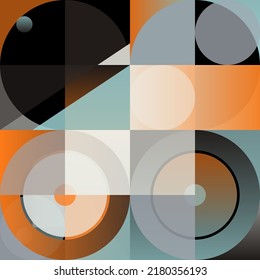 60s retro style seamless pattern graphics with mid-century motif aesthetics, built with a generative design approach and minimalist geometric forms and abstract vector shapes. 