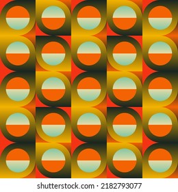 60s retro style seamless pattern graphics with mid-century motif aesthetics, built with a generative design approach and minimalist geometric forms and abstract vector shapes. 