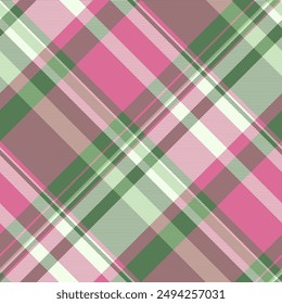 60s seamless background textile, christmas card pattern check texture. Improvement vector plaid tartan fabric in light and pale violet red colors palette.