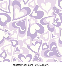 60s sixties heart seamless vector print cool fun cute lilac purple  print for girls and teens nightwear stationary gifting valentines