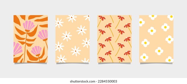 60s style floral poster illustration, perfect for wall decor