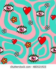 60s style vector pattern. colorful psychedelic vector pattern.