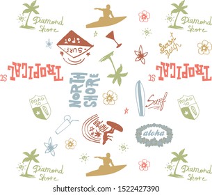 60's surf pattern vector repeat