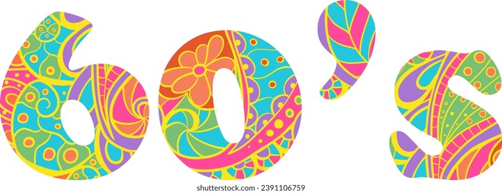 60's text. Decorative text headline