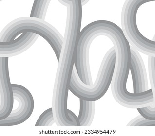 Fondo de pantalla de líneas onduladas de los años 60 en escala gris. Patrón transparente del vector