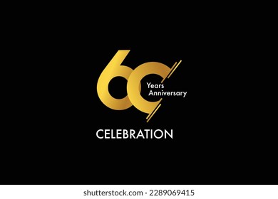 60th, 60 years, 60 year anniversary gold color on black background abstract style logotype. anniversary with gold color isolated on black background, vector design for celebration vector