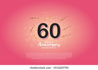 60th anniversary background with 3D number illustration