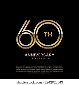 60th anniversary celebration. Anniversary logo design with double line concept. Logo Vector Template Illustration