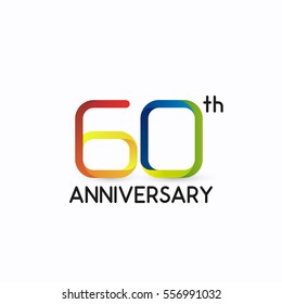 60th anniversary celebration logo,colorful, isolated on white background