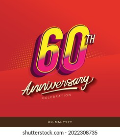 60th anniversary celebration logotype colorful design isolated with red background and modern design.