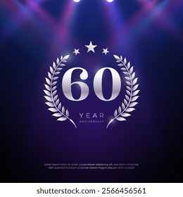 60th Anniversary celebration, Sixtieth year Anniversary celebration on lights background for celebration event, festive illustration.
