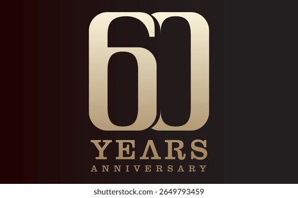 Fondo de Vector de celebración del 60 aniversario. con número de oro y fondo negro, Anuncio de aniversario para tarjeta de felicitación, evento