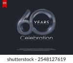 60th Anniversary celebration vector design with shiny silver texture. 60th Anniversary Celebration