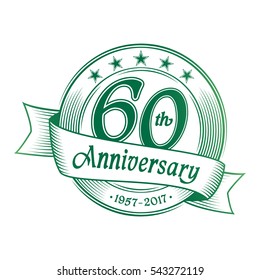 60th Anniversary design template. Vector and illustration.