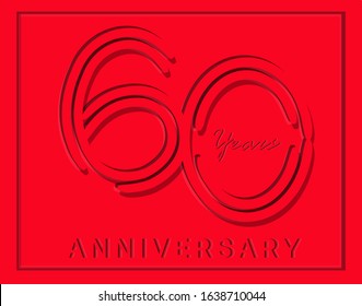 60th Anniversary with elegant red stripe motif, anniversary template design for web ,Creative poster, booklet, leaflet, flyer, magazine, invitation card