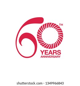 60th anniversary emblem. Sixtieth years anniversary celebration symbol