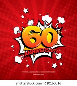 60th anniversary emblem. Sixty years anniversary celebration symbol