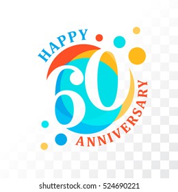 60th Anniversary emblem. Vector  template for birthday and jubilee