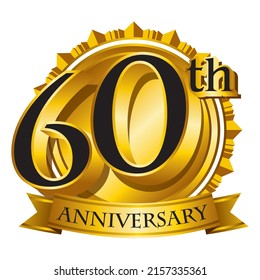60th anniversary golden logo vector