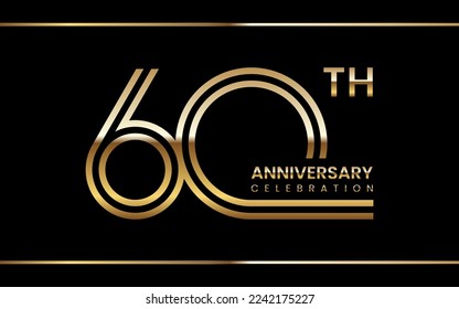 60th anniversary logo design with double line concept. Logo Vector Illustration