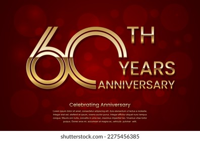 60th Anniversary. Anniversary logo design with double line concept. Logo Vector Template