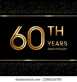60-jähriges Logo-Design mit Doppelzeilenkonzept. Line Art Stil. Logo der Goldenen Zahl. Vektorvorlagenillustration
