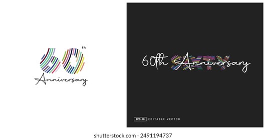 60th Anniversary Logo Design, Editable Vector Template.