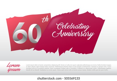 60th anniversary logo with red abstract backgrond. design template