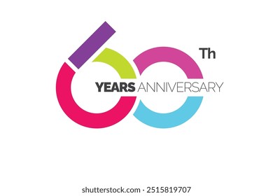 60th Anniversary Logo Template. 60 Logomark Número Colorido