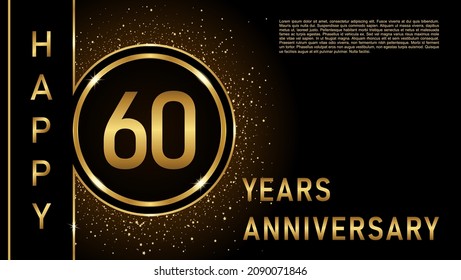 60th anniversary logo template Vector design birthday celebration, Golden anniversary emblem with ring. Design for booklet, leaflet, magazine, brochure, poster, web, invitation or greeting card.