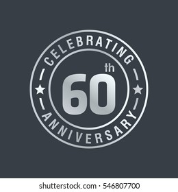 60th anniversary logo, vector celebration design with ring on grey background.