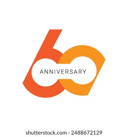 60th, 60th Anniversary Logo, Vector Template Design element for a birthday, invitation, wedding, jubilee, and greeting card illustration.