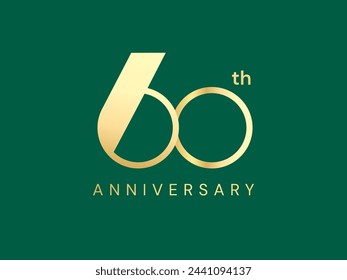 Celebración de oro de lujo del 60º aniversario con el diseño del vector del logotipo del estilo del número conectado retorcido concepto del infinito. Plantilla de logotipo de oro de 60 años de aniversario para evento de celebración, negocios, saludo.