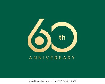 60th Anniversary luxury gold celebration with overlapping number logo typography vector design twisted infinity concept. Sixty years anniversary gold logo template for celebration event, business, web