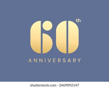 60th Anniversary luxury gold celebration with geometric shapes logo vector design concept. Sixty years anniversary gold logo template for celebration event, invitation, company, business, greeting.