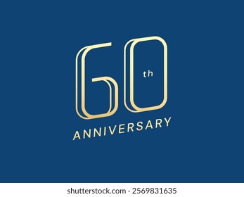 60th Anniversary luxury gold celebration with italic numbers style logo typography vector design concept. Sixty years anniversary gold logo template for celebration event, business company, invitation