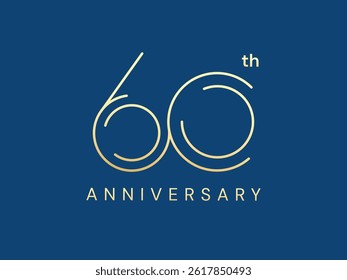 60th Anniversary luxury gold celebration with numbers lines twisted infinity Analysis logo typography vector design concept. Sixty years anniversary gold logo template for celebration event, greeting.