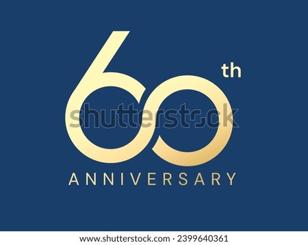 60th Anniversary luxury gold celebration logo vector illustration design twisted infinity concept. Sixty years anniversary gold logo template for celebration event, invitation, greeting, company.