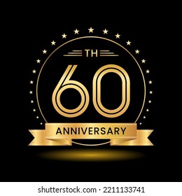 60º aniversario, diseño perfecto de plantilla para la celebración del aniversario con color oro para folletos, folletos, revistas, afiche de folletos, web, invitación o tarjeta de saludo. Plantilla de vector