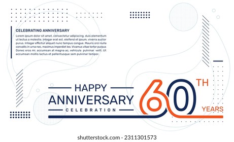 60th anniversary template design with abstract background, vector template