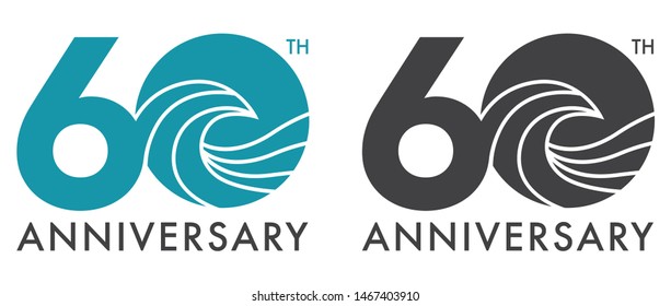 60th Anniversary, Wave Logo, Anniversary Logo, Wave Vector Design, Illustrator