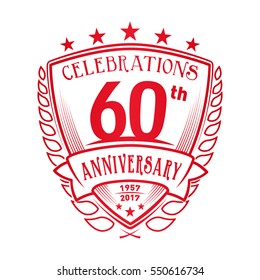 60th Shield Anniversary logo. Vector and illustration. 60 years logo. 