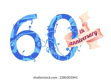 60th (sixtieth) anniversary. Vector paint digit