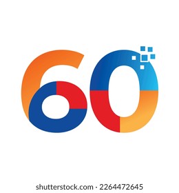 60th year anniversary celebration vector logo design