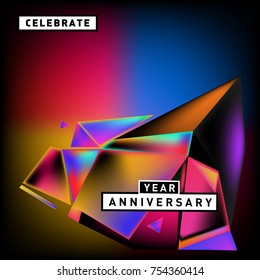 60th years anniversary card with colorful background. Sixty years birthday logo on geometric colorful background.