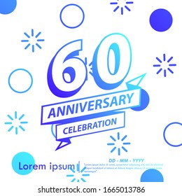 60th years anniversary celebration emblem. blue gradient anniversary logo with ribbon on memphis style background, vector illustration template design for web, flyers, greeting card & invitation card - Powered by Shutterstock - Get 15% off with code: PIKWIZARD15