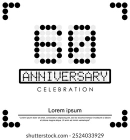 60th years anniversary celebration logo isolated digital dotted with letters, numbers on white background. vector illustration template design for web, flyers, poster, greeting and invitation card