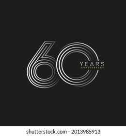 60th years anniversary celebration logotype with linked number black and white. Simple and modern design, vector design for anniversary celebration.